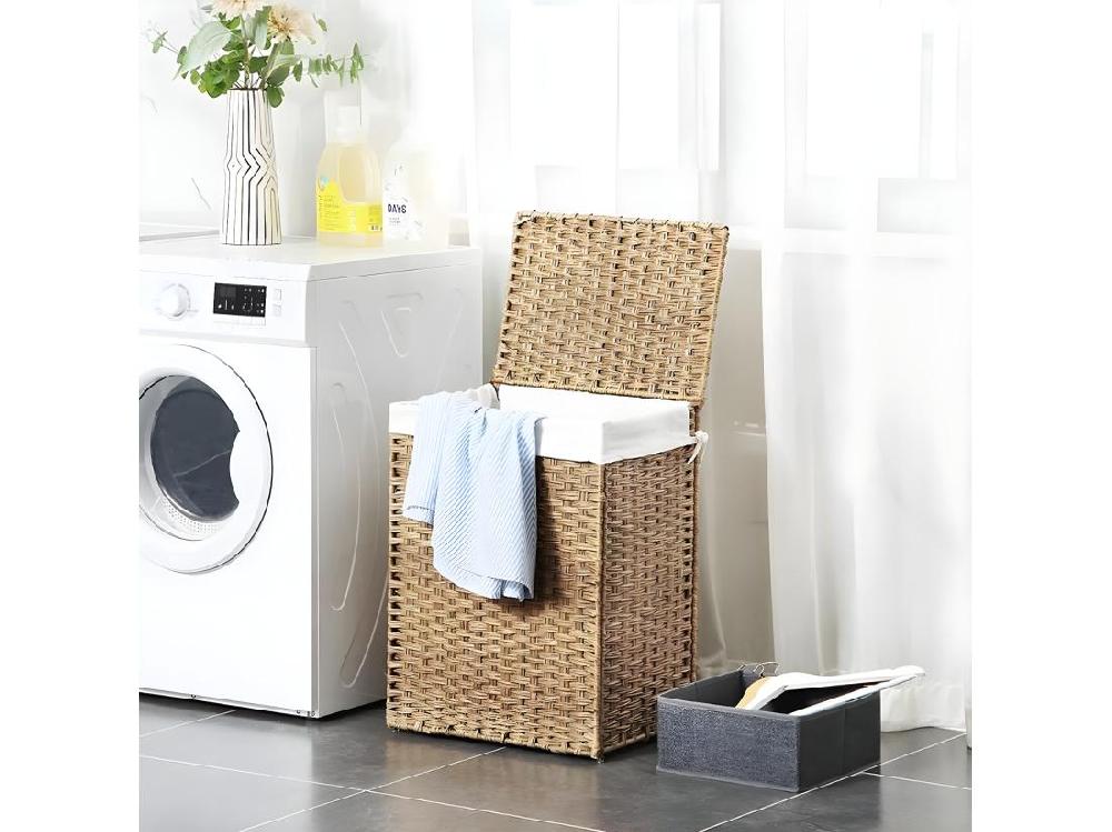 Vente Unique Panier à Linge Avec 2 Poignées Et Sac Amovible - Imitation Jonc Naturel
