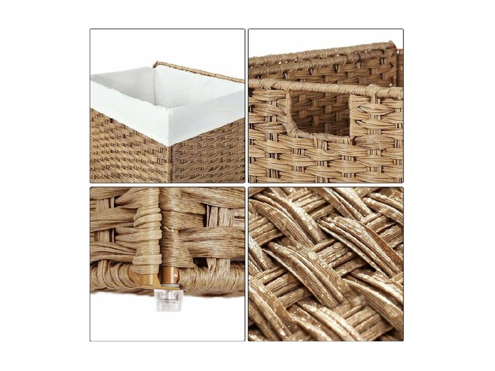 Vente Unique Panier à Linge Avec 2 Poignées Et Sac Amovible - Imitation Jonc Naturel