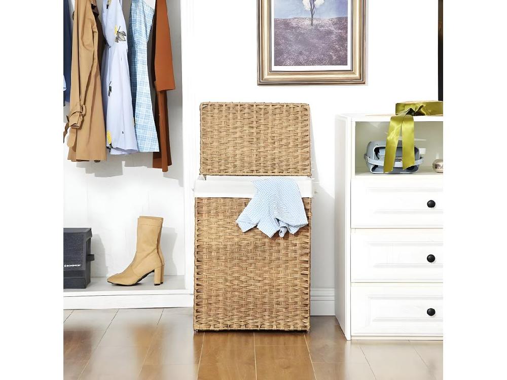 vente unique Panier à Linge avec 2 Poignées et Sac Amovible - Imitation Jonc Naturel