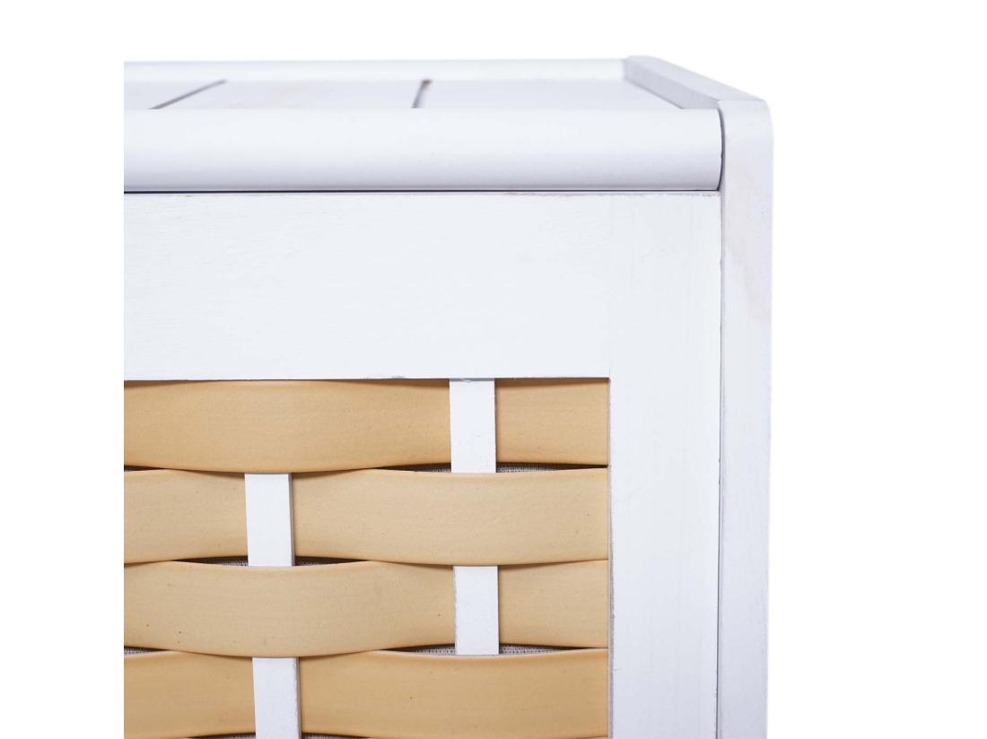 Vente Unique Panier à Linge Bac Bois Blanche 51 X 35 X 61 Cm 04_0003751