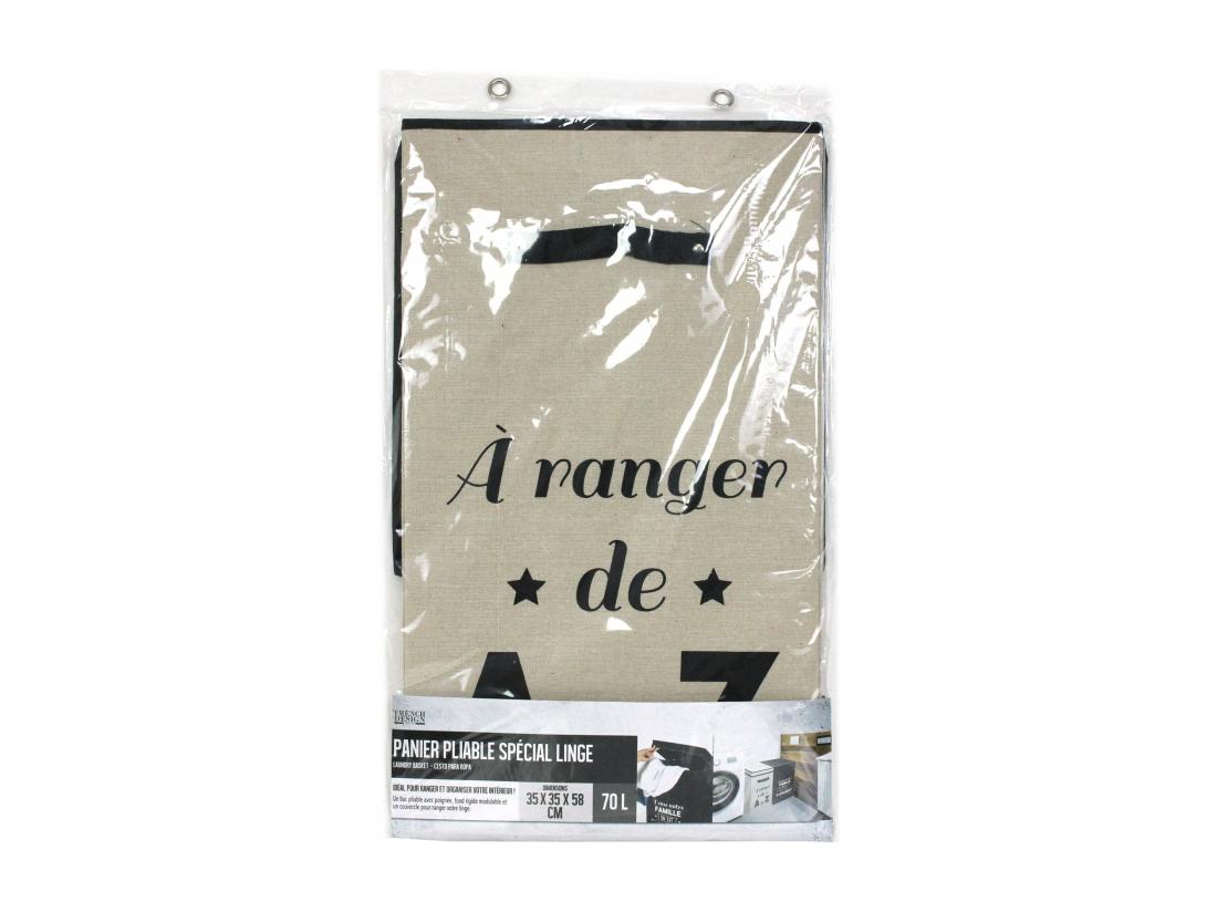 Vente Unique Panier à Linge Cartonnée Avec Couvercle 70L Beige A Ranger De A à Z