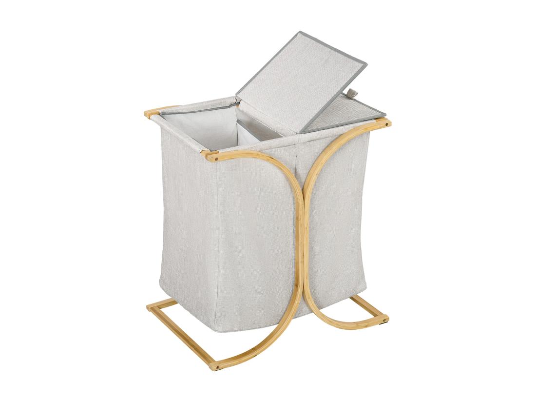 Vente Unique Panier à Linge Corbeille à Linge Bac Linge Sale 2 Paniers Bambou Polyester Gris