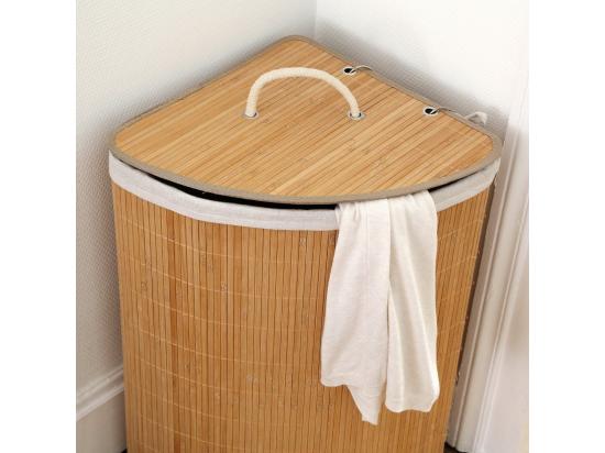 Vente Unique Panier à Linge D'angle En Bambou - H60 Cm