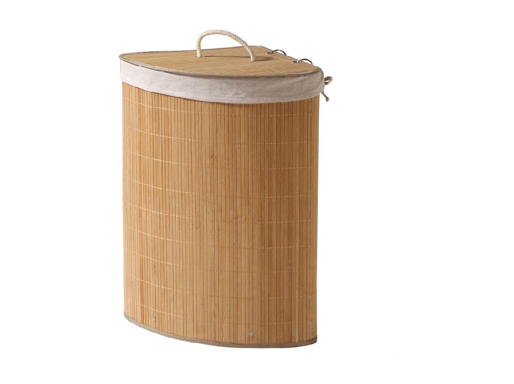vente unique Panier à linge d'angle en bambou - H60 cm