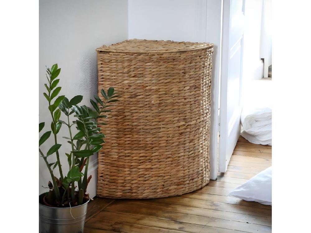 Vente Unique Panier à Linge D'Angle En Jacinthe D'Eau - H66 Cm