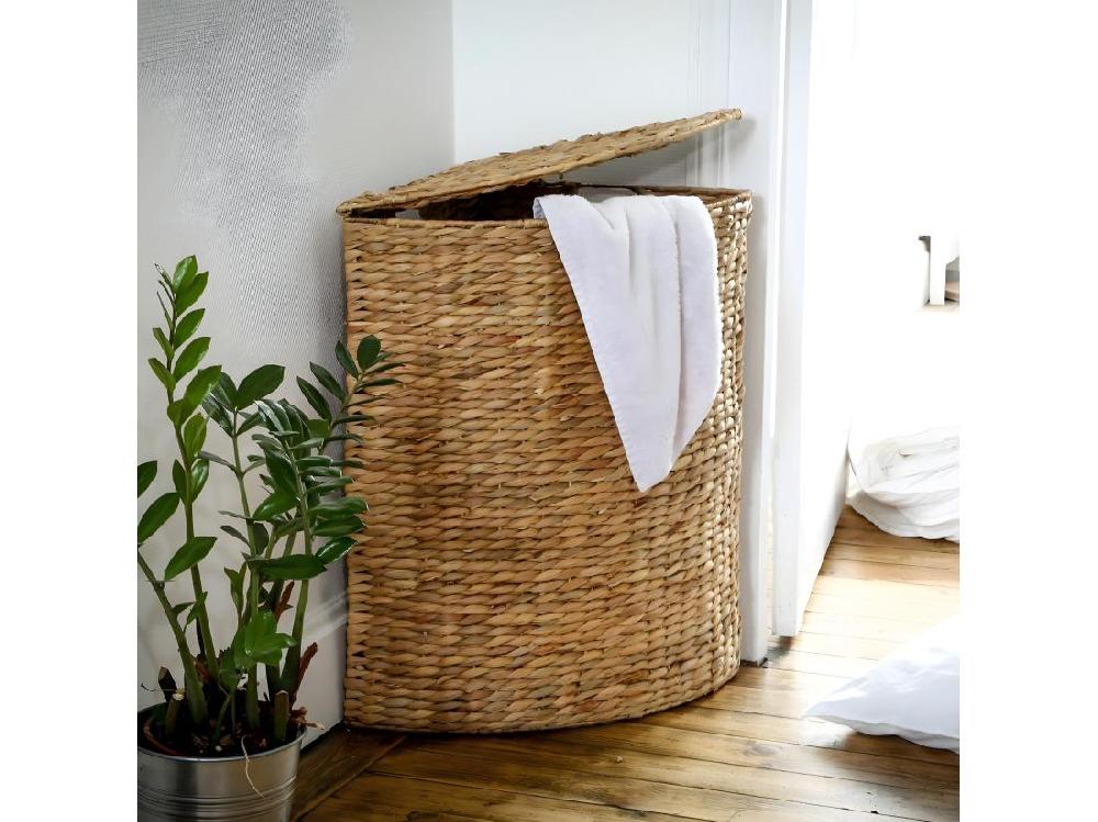 Vente Unique Panier à Linge D'Angle En Jacinthe D'Eau - H66 Cm