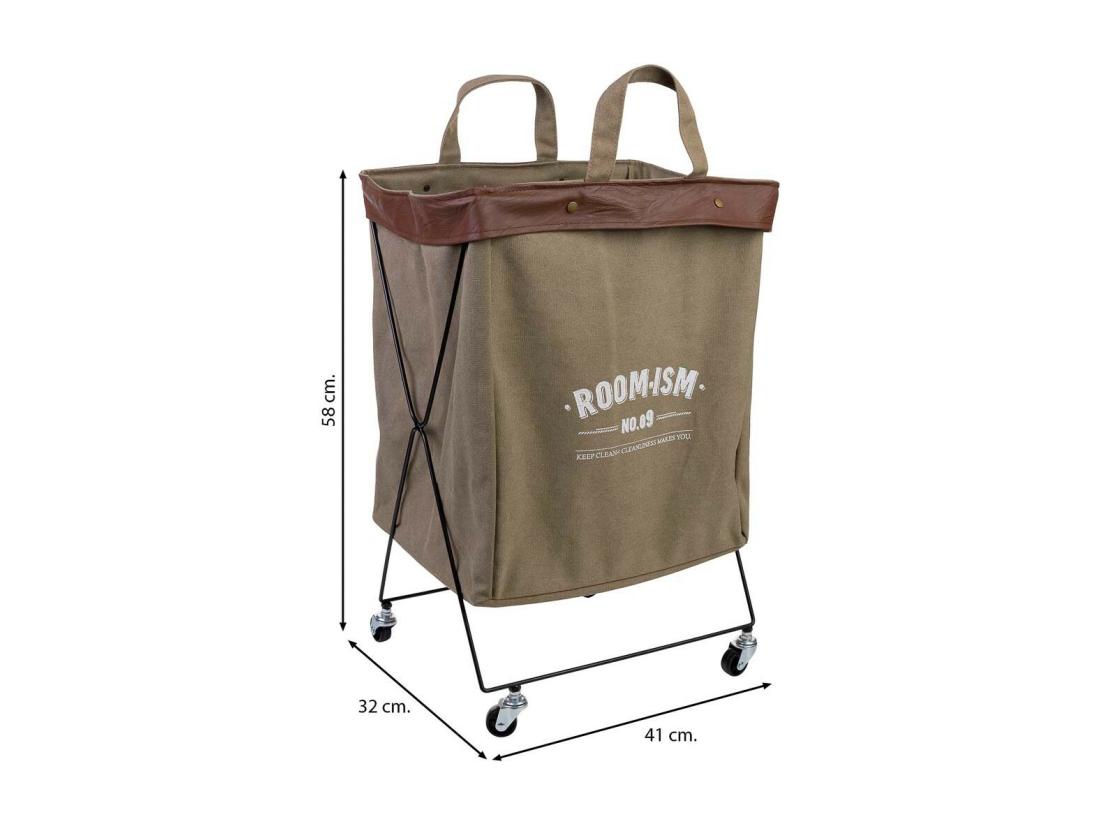 Vente Unique Panier à Linge En Métal Et Tissu 41x32x58h Cm