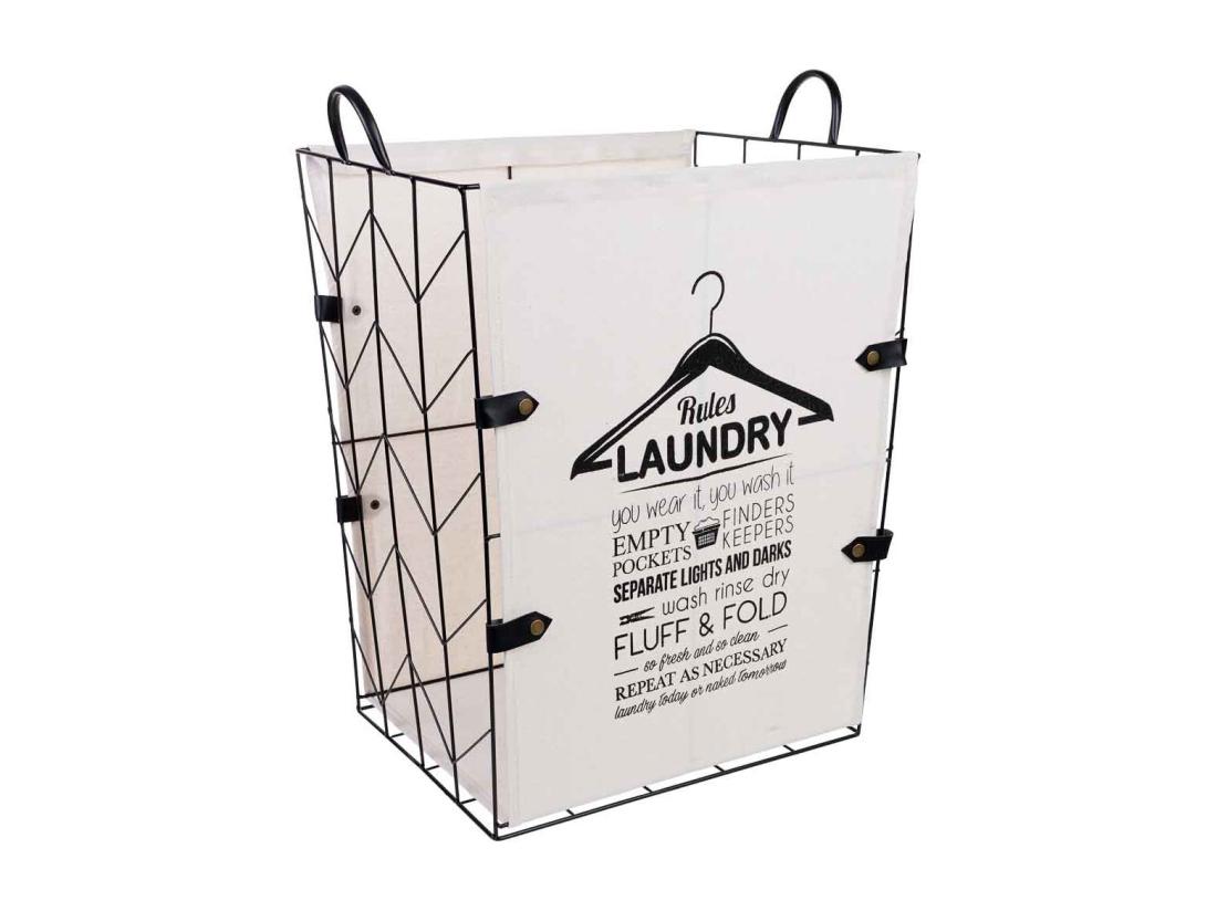 Vente Unique Panier à Linge En Métal Et Tissu 45x36x56/63