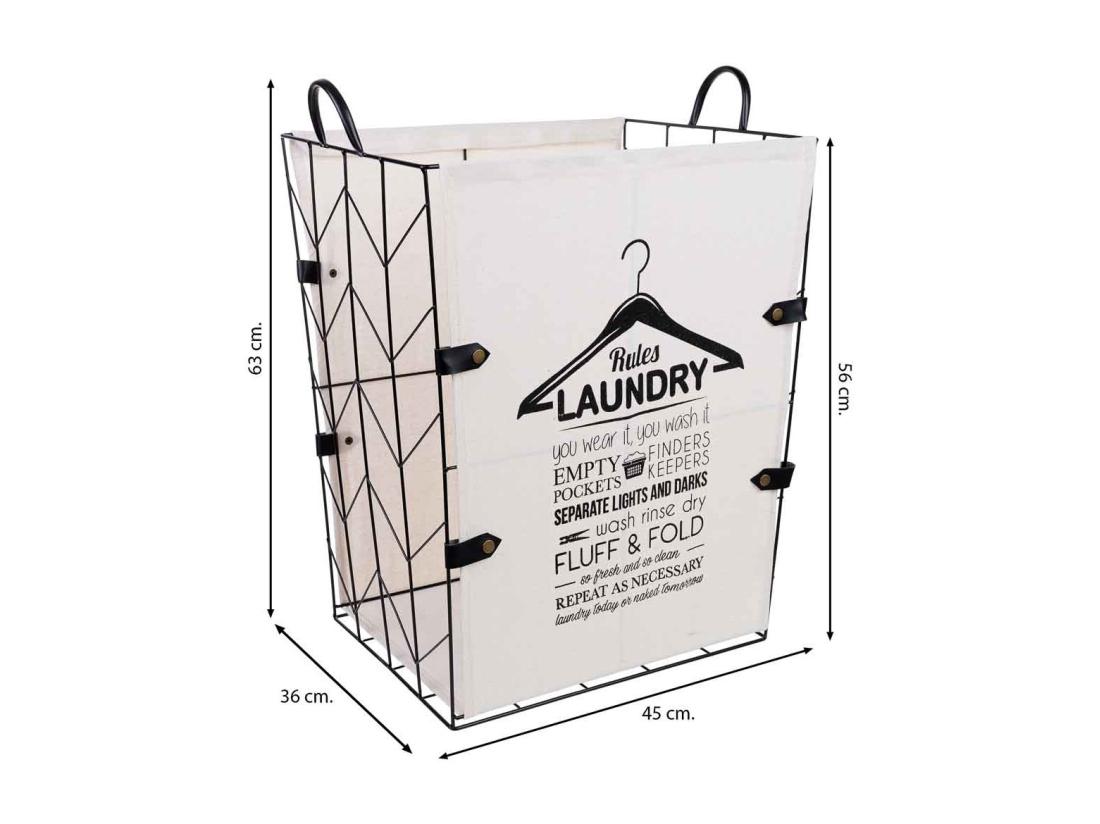 Vente Unique Panier à Linge En Métal Et Tissu 45x36x56/63