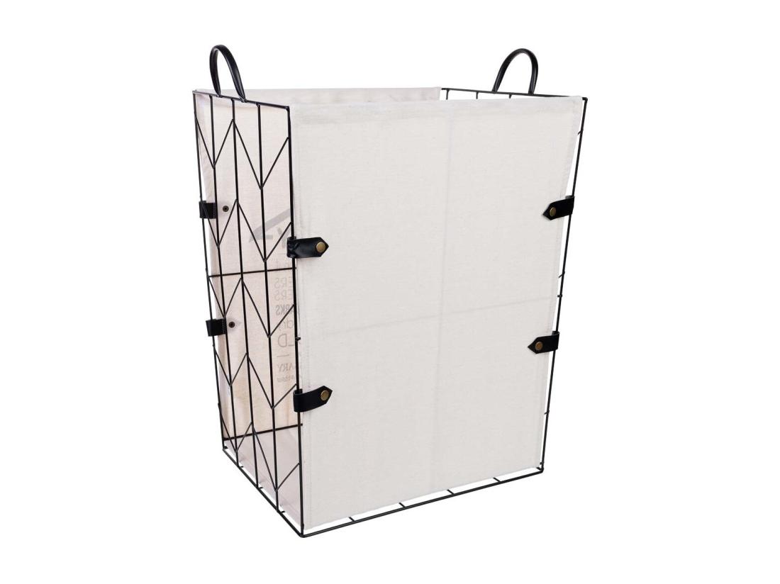 Vente Unique Panier à Linge En Métal Et Tissu 45x36x56/63