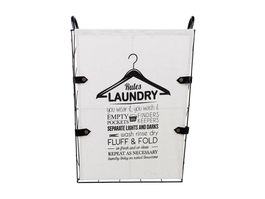 vente unique Panier à linge en métal et tissu 45x36x56/63