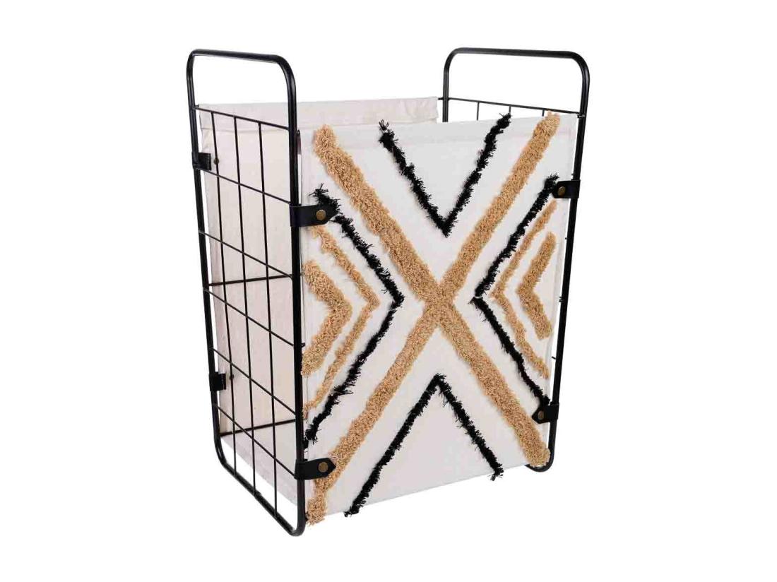 Vente Unique Panier à Linge En Métal Et Tissu 46x35x55/63