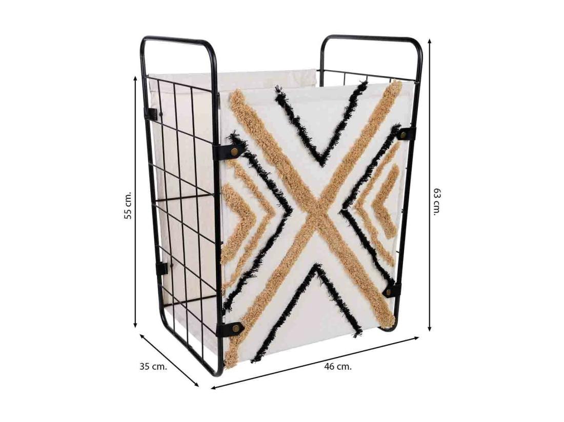 Vente Unique Panier à Linge En Métal Et Tissu 46x35x55/63