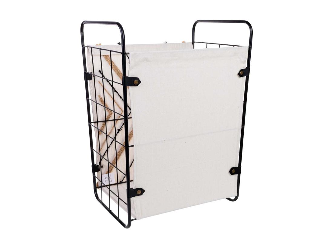 Vente Unique Panier à Linge En Métal Et Tissu 46x35x55/63