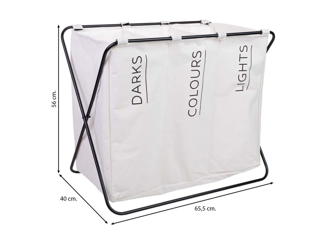 Vente Unique Panier à Linge En Métal Et Tissu 65.5x40x56h Cm