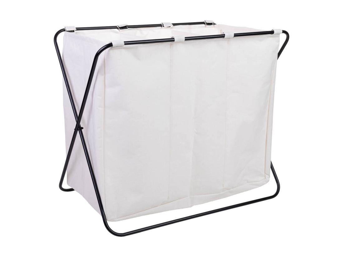 Vente Unique Panier à Linge En Métal Et Tissu 65.5x40x56h Cm