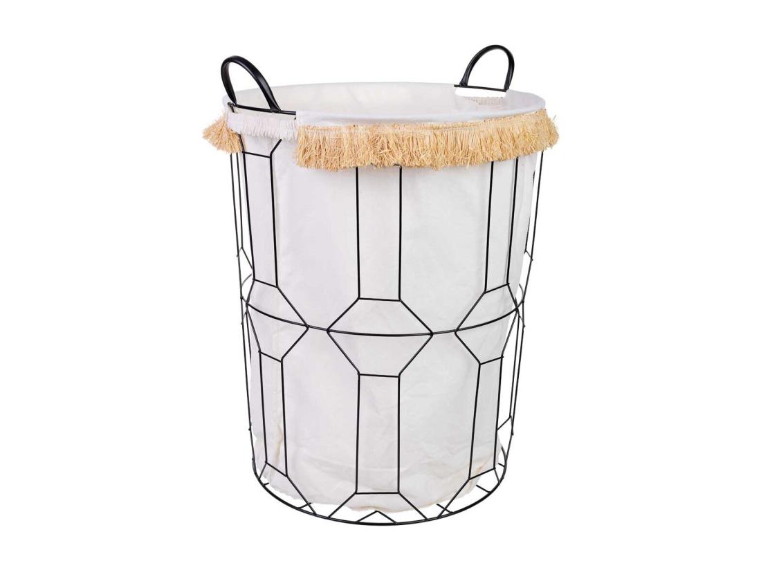 Vente Unique Panier à Linge En Métal Et Tissu D45x56/63