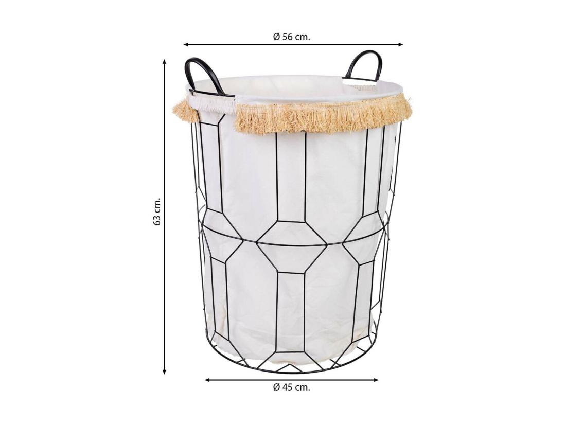 Vente Unique Panier à Linge En Métal Et Tissu D45x56/63