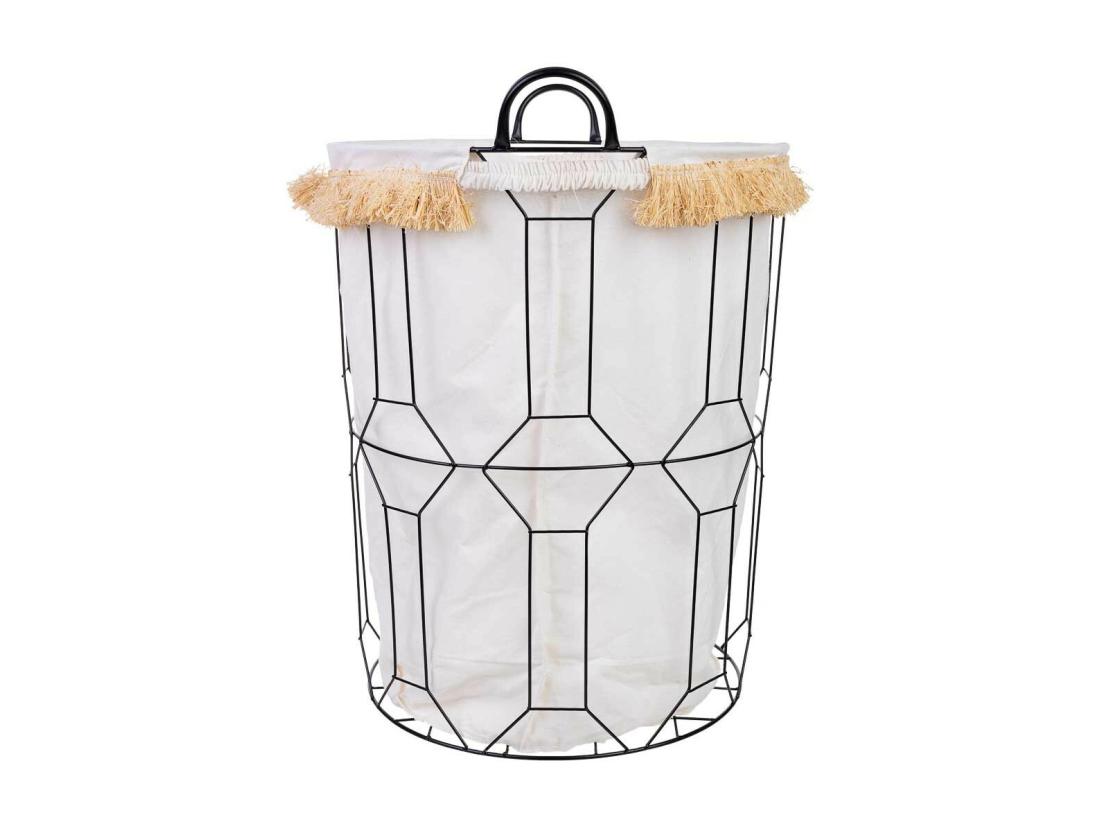 Vente Unique Panier à Linge En Métal Et Tissu D45x56/63