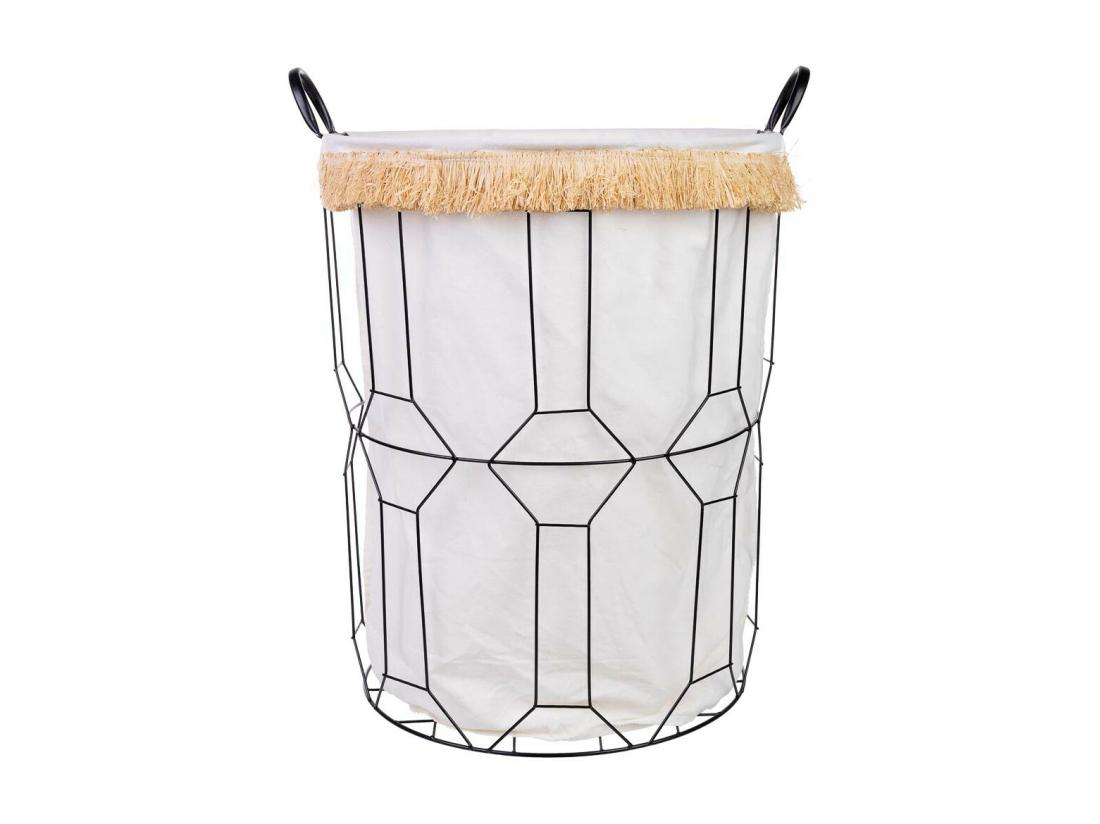 vente unique Panier à linge en métal et tissu D45x56/63