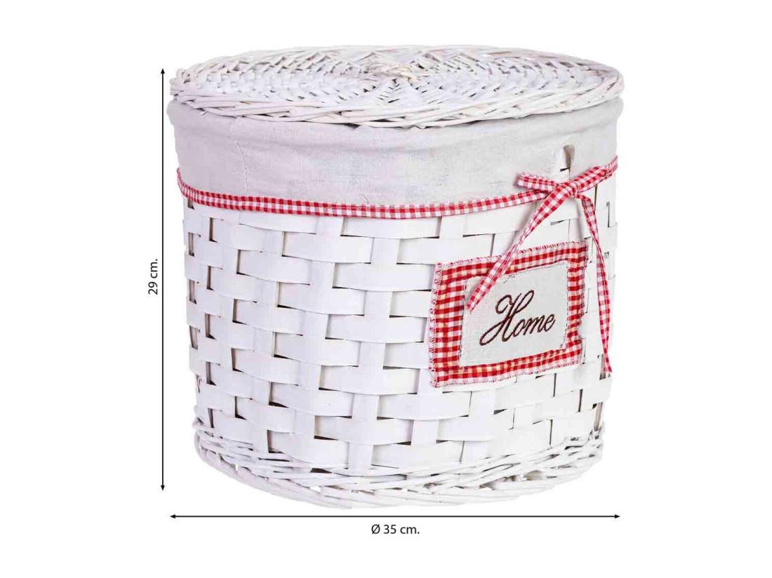 Vente Unique Panier à Linge En Osier Gris 35x35x29h Cm