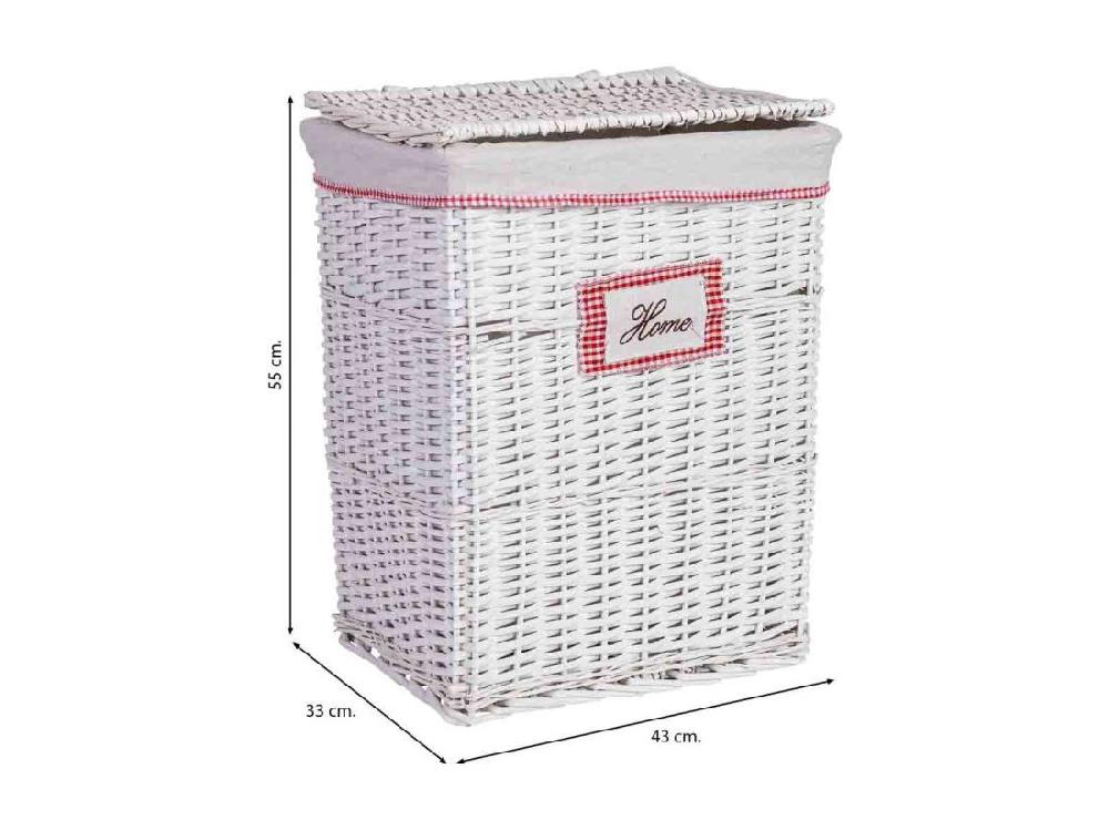 Vente Unique Panier à Linge En Osier Gris 43x33x55h Cm