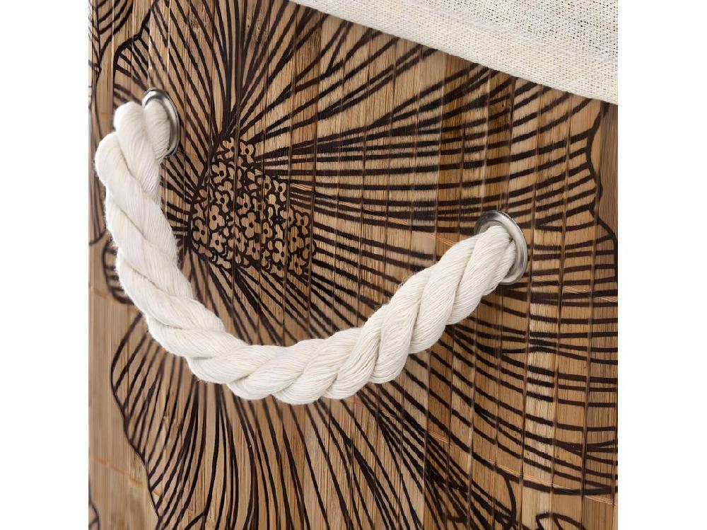 Vente Unique Panier A Linge - Marron Et Beige - Bambou - L. 41 5 X P. 30 X H. 50 Cm