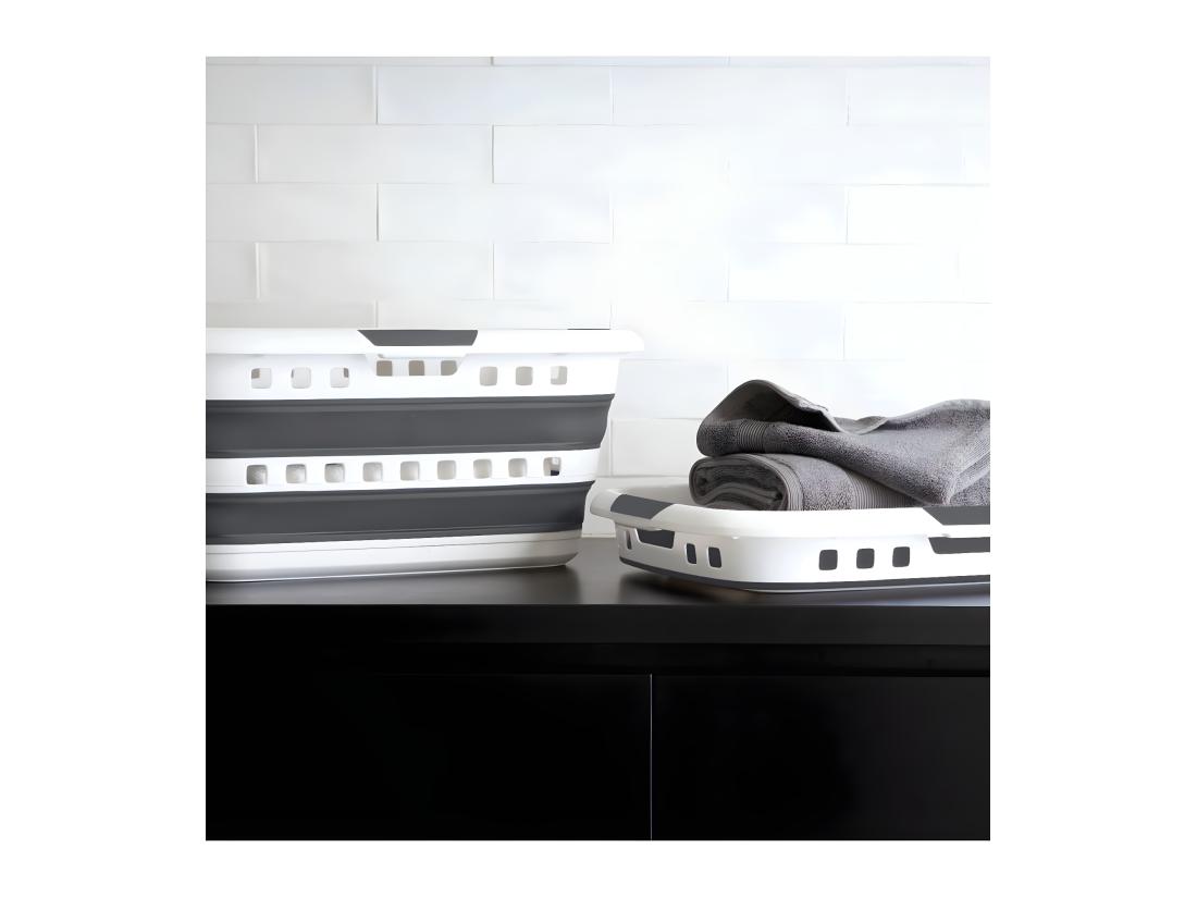Vente Unique Panier à Linge Pliable "Hugger Box" 45L Gris