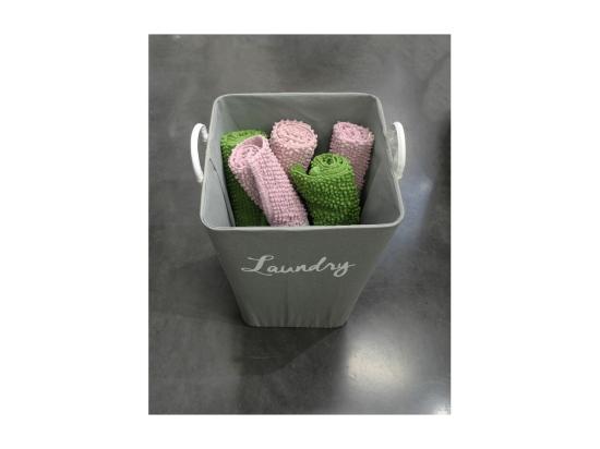 Vente Unique Panier à Linge Rigide En Tissu Gris Avec Anses - LAUNDRY 2