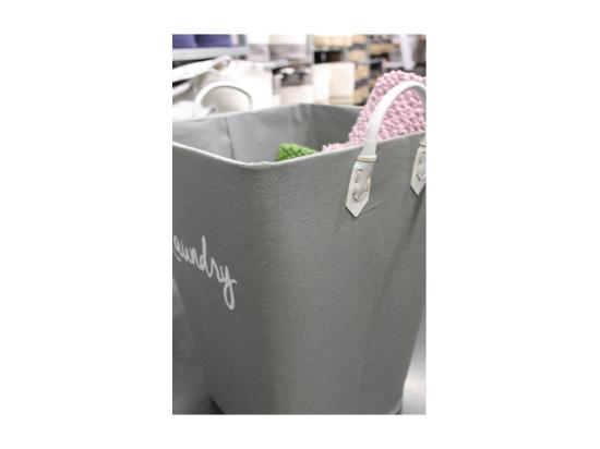 Vente Unique Panier à Linge Rigide En Tissu Gris Avec Anses - LAUNDRY 2