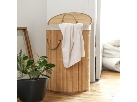 Vente Unique Panier à Linge Rond En Bambou 60L - H50 Cm
