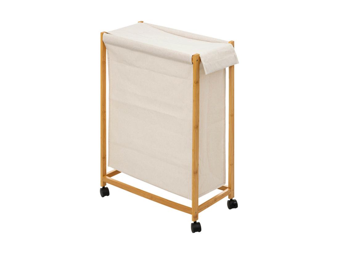 vente unique Panier à linge roulant en Bambou H 80 cm