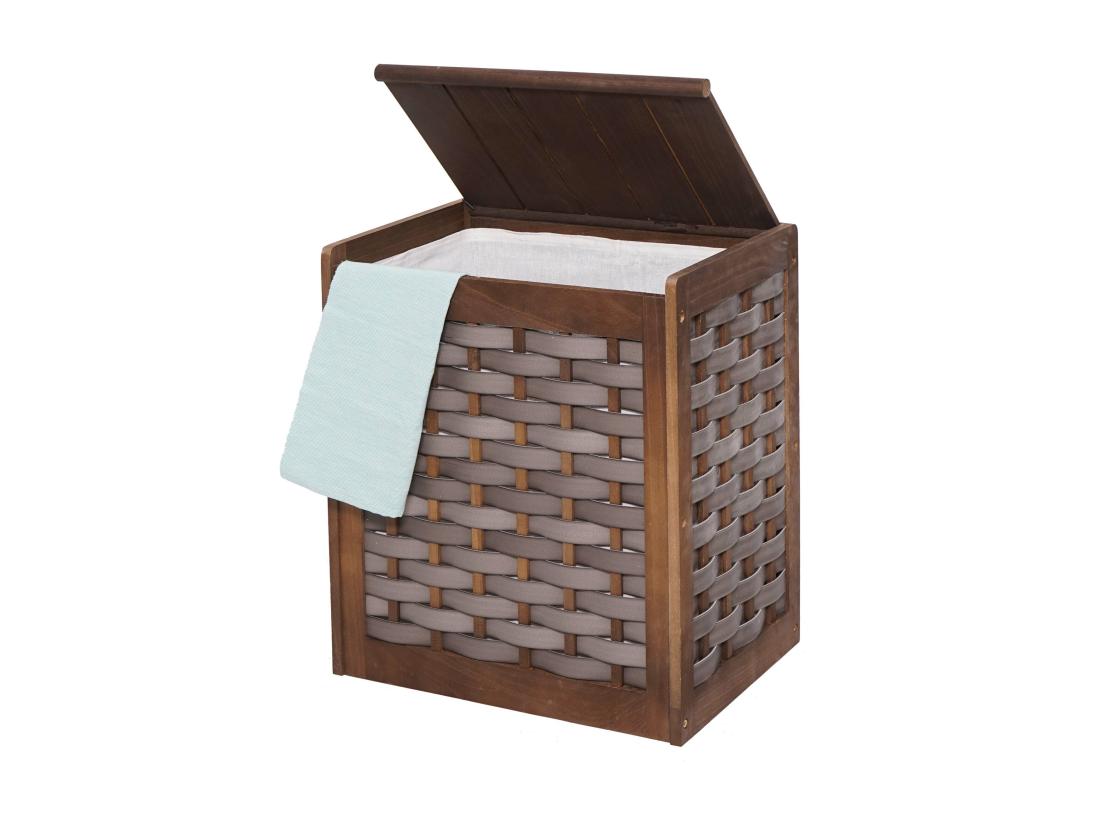 Vente Unique Panier à Linge Sac Bois Marron 51 X 35 X 61 Cm 04_0003775