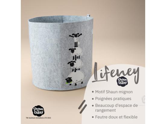 Vente Unique Panier à Linge Sale Gris En Feutre Motif 4 Moutons Lifeney Shaun Le Mouton