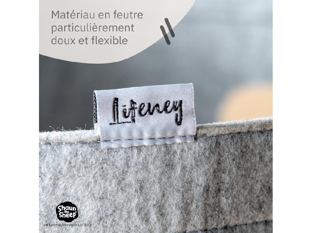 Vente Unique Panier à Linge Sale Gris En Feutre Motif 4 Moutons Lifeney Shaun Le Mouton