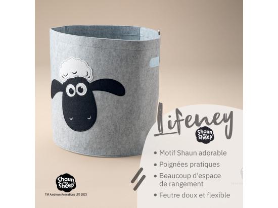 Vente Unique Panier à Linge Sale Gris En Feutre Motif Tête De Mouton Lifeney Shaun Le Mouton