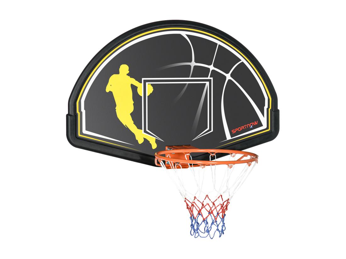 Vente Unique Panier De Basket-ball Mural Avec Ressort - Panneau De Basket à Accrocher - Visserie Incluse - Acier PE Jaune Noir