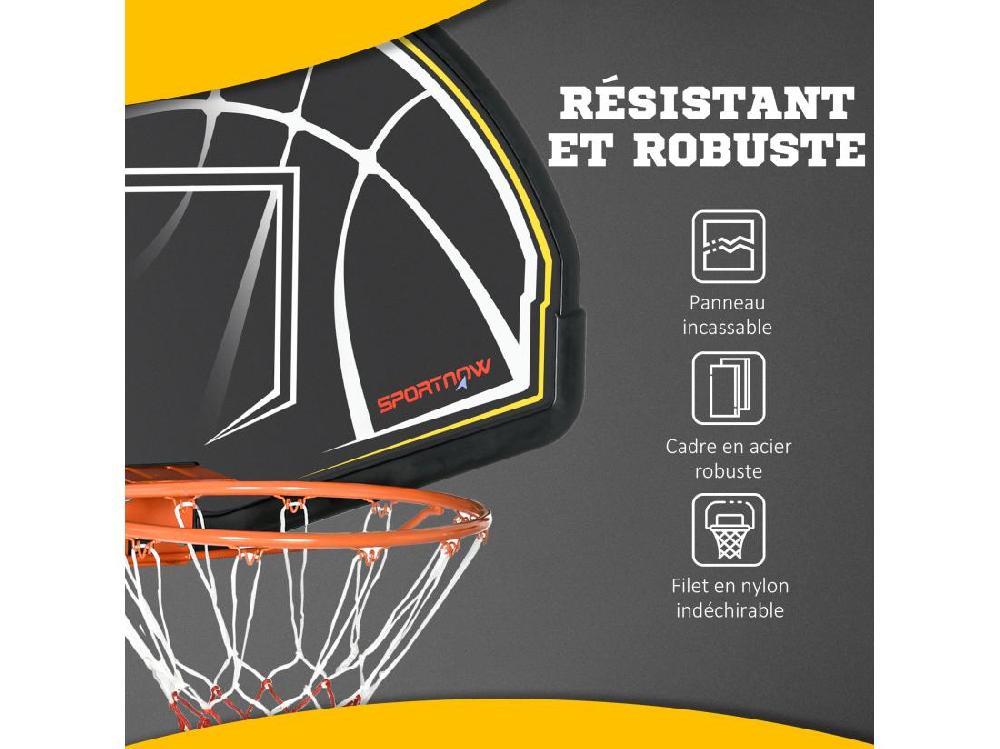 Vente Unique Panier De Basket-ball Mural Avec Ressort - Panneau De Basket à Accrocher - Visserie Incluse - Acier PE Jaune Noir