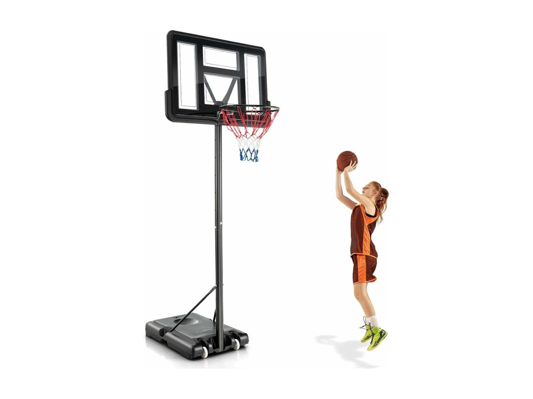vente unique Panier de Basket-Ball sur Pied avec Hauteur Réglable 130-305cm/Ensemble de Basketball Portable avec 2 Filet-Panneau Arrière/Jeu de Sport Exterieur Interieur pour Enfants/Adultes Noir
