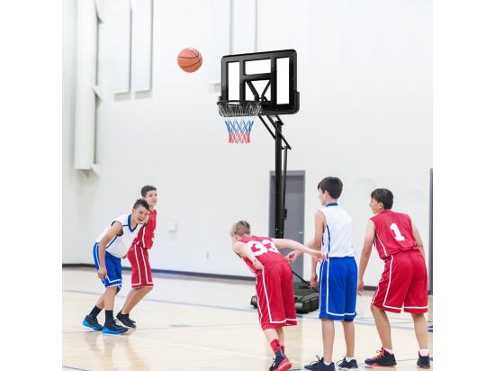 Vente Unique Panier De Basket-Ball Sur Pieds Hauteur Réglable 143-305cm Support De Basket Portable à Roulettes Avec Sac Sécurisé Panneau Arrière De 111 Cm