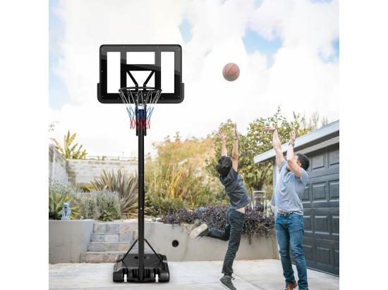 Vente Unique Panier De Basket-Ball Sur Pieds Hauteur Réglable 143-305cm Support De Basket Portable à Roulettes Avec Sac Sécurisé Panneau Arrière De 111 Cm