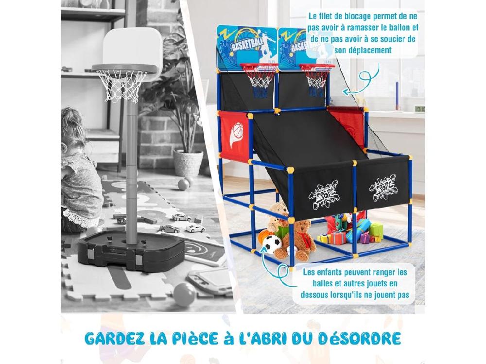 vente unique Panier de Basketball/Jeu d’Arcade de Basket-ball avec Double Shootout et Panier de Basket 4 Ballons et 1 Pompe de Gonflage Rampe de Retour