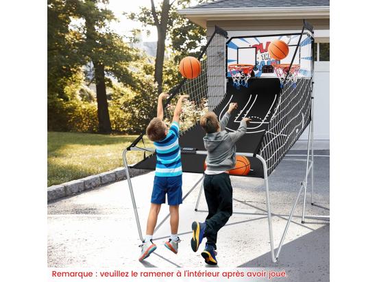 Vente Unique Panier De Basketball Pliable à 2 Panier 4 Balles Pompe De Gonflage Jeu De Basketball Arcade Avec Système De Pointage 8 Modes De Jeux Pour Enfants Adultes (Blanc)