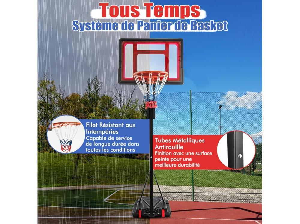 Vente Unique Panier De Basketball Sur Pieds Hauteur Réglable De 1 55 à 3 1 M Support De Basketball Portable Avec Panneau Arrière En Pet Basket-Ball Et Pompe