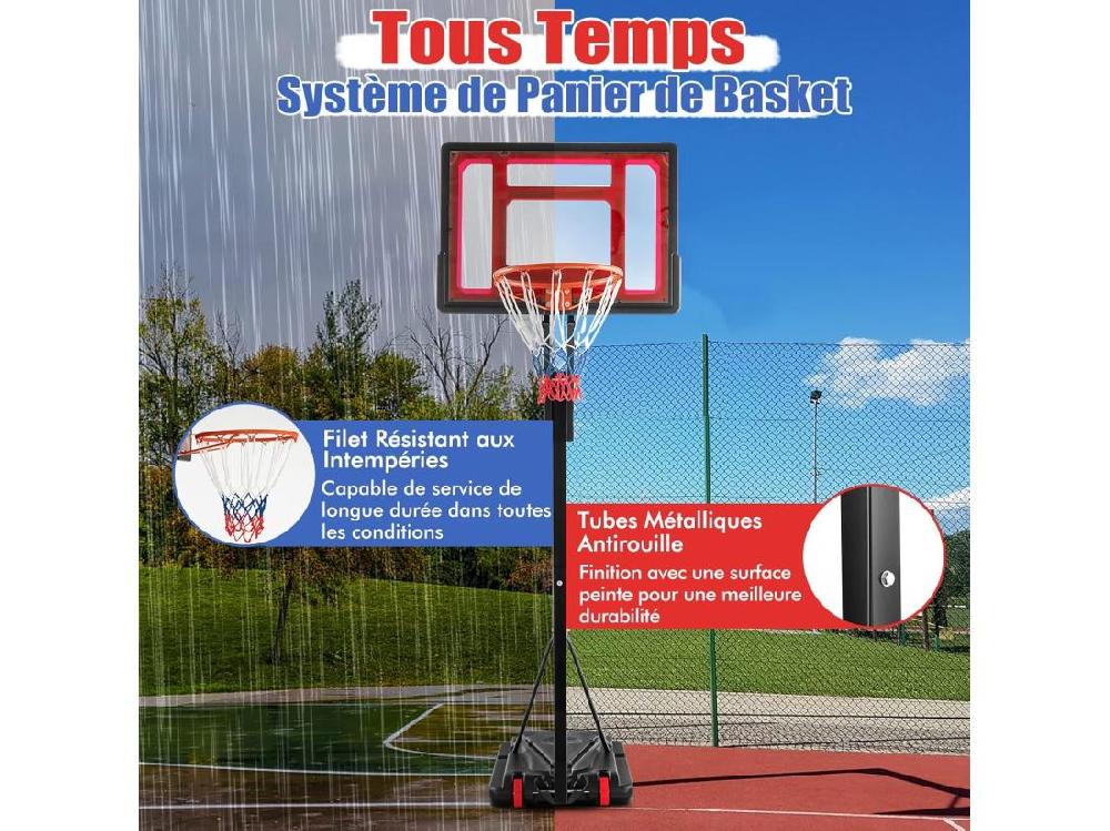 Vente Unique Panier De Basketball Sur Pieds Hauteur Réglable De 1 55 à 3 1 M Support De Basketball Portable Avec Panneau Arrière En Pet Base Stable Intérieur Extérieur