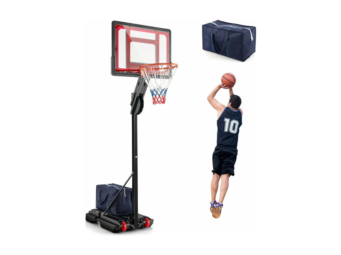 vente unique Panier de Basketball sur Pieds Hauteur Réglable de 1 55 à 3 1 m Support de Basketball Portable avec Panneau Arrière en Pet Base Stable Intérieur Extérieur