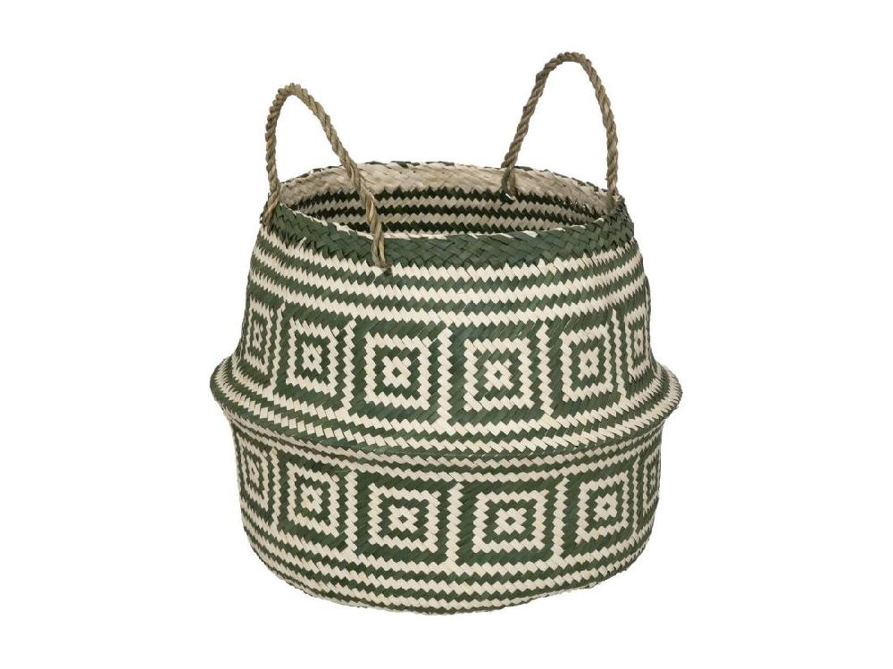 vente unique Panier de Rangement Déco "Frise" 40cm Vert