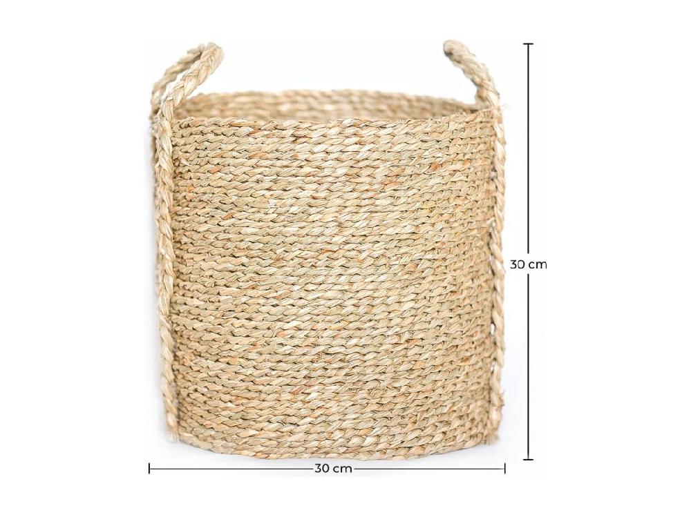 Vente Unique Panier En Fibres Naturelles Avec Poignées - 30x30CM - Taral Naturel