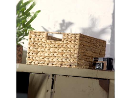 Vente Unique Panier En Jacinthe D'eau Armature Métal - Hauteur 17 Cm