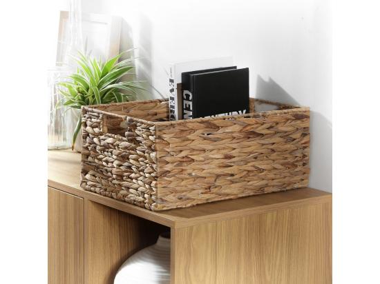 Vente Unique Panier En Jacinthe D'eau Armature Métal - Hauteur 17 Cm